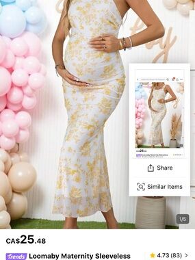 SHEIN White and Yellow Floral Maternity Maxi Skirt